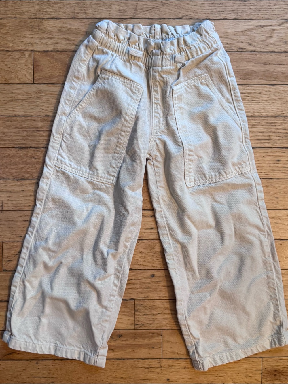 Zara Cream Wide-Leg Cotton Pants with Front Patch Pockets‎ size 6